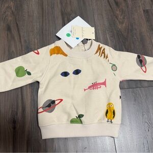EMILE ET IDA Baby Velour Sweatshirt